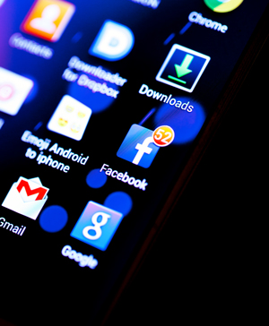 Close-up of Facebook notifications on a smartphone.