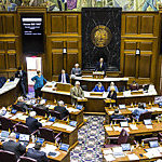Indianapolis - Circa April 2017: Indiana State House of Representatives in session making arguments for and against a Bill I